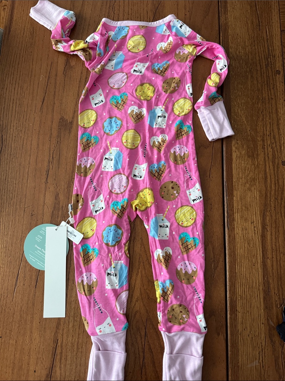 Little Sleepies Pink Sweets Print Zipper Footie - Picture 5 of 5